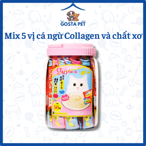 Hủ súp thưởng ciao mix 5 vị cá ngừ collagen và chất xơ